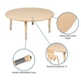 thumbnail image 5 of Flash Furniture 45" Round Natural Plastic Height Adjustable Activity Table Set with 4 Chairs, 5 of 10
