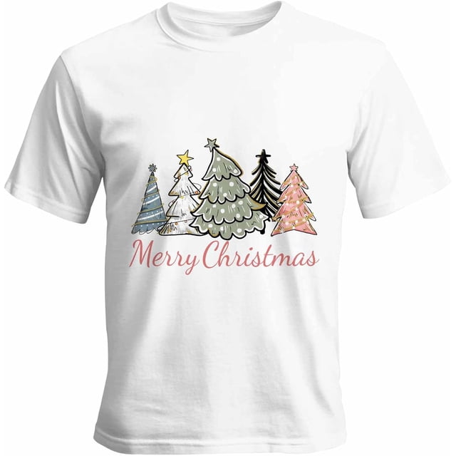 Camisetas informales de manga corta con lunares y árbol de Navidad para hombre, camisetas gráficas