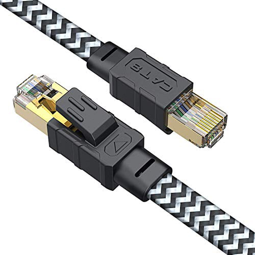 Modem CAT8 Ethernet Cable 40Gbps 2000Mhz Gigabit SFTP Lan Network Internet Cables RJ45 High Speed Patch Cord with Gold Plated Connector for Switch Router Patch Panel PC 5m, WHITE