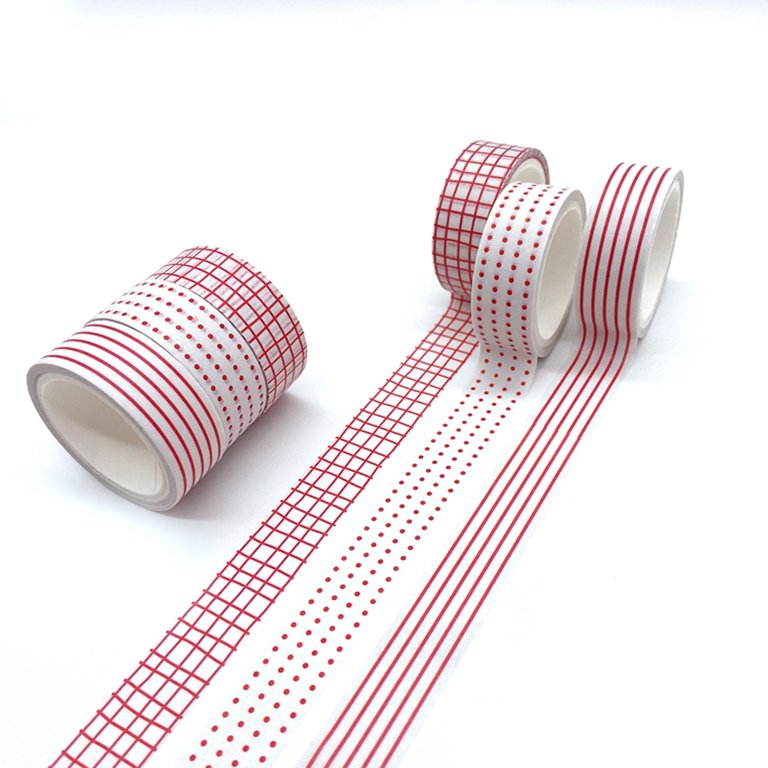 YUBX Basic Washi Tape Set 12 Rolls Dot & Grid Masking White Decorative Tapes, Size: This Pack of 12 Rolls, 9/16 (15mm) in Width and 16' (5m) in Length