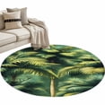 thumbnail image 2 of 3.3ft Round Rug, Summer Palm Tree Non-Skid Rubber Backing Large Area Rugs - Living Room Bedroom Home Office, Nature Green Tropical Plant Leaves Indoor Floor Mat Carpets Washable Rug, 2 of 9