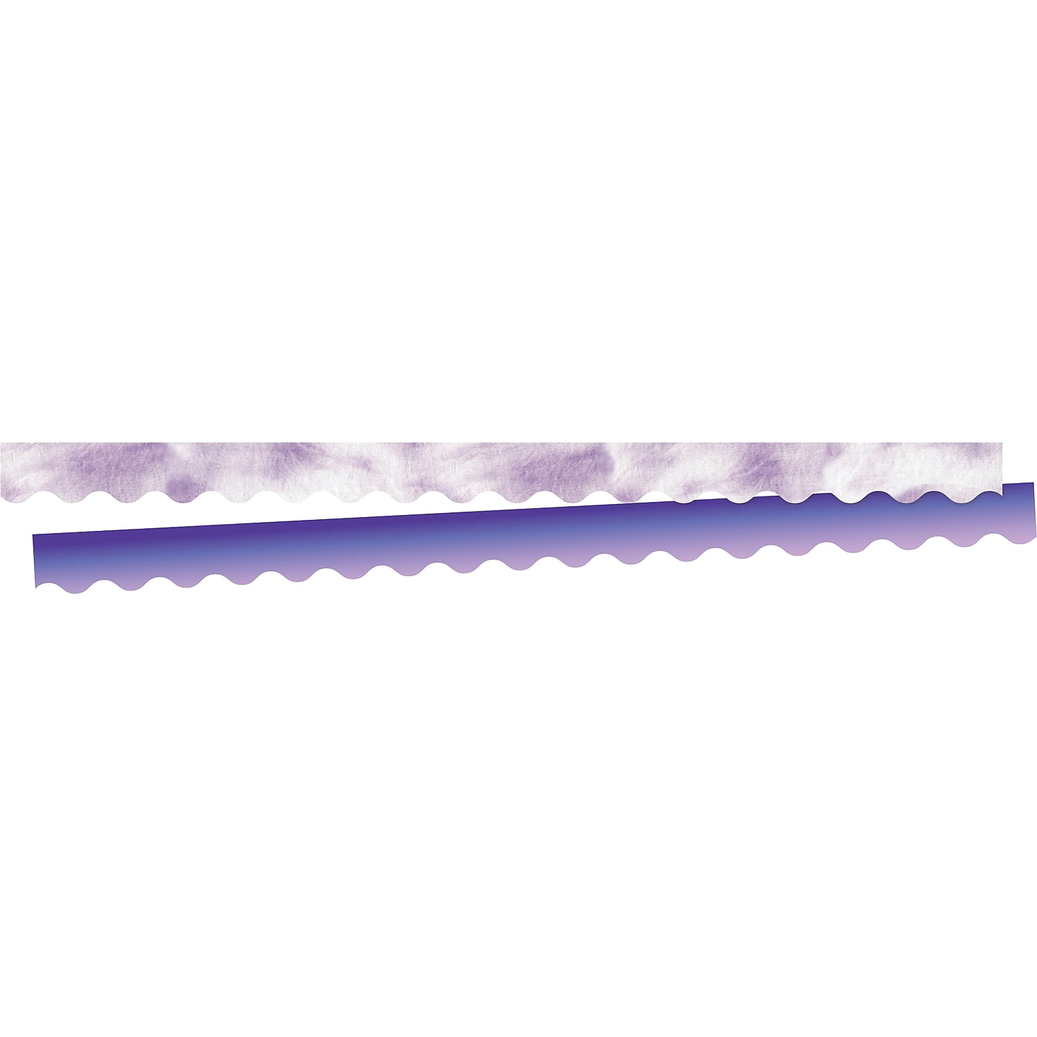Barker Creek Double-Sided Scalloped Border 2-Pack, Purple Tie-Dye, Decorate Galore with 78' of Scalloped Border, Coordinating Designs Printed On Both Sides for Twice The Value, 2.25" x 78' (4331)