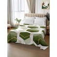 thumbnail image 2 of Sage Green Marble Flat Sheets Only Full Size, Soft Breathable Bed Top Sheets for Mattress, Gold White Geometric Hexagon Modern Luxury Bedding Flat Sheets for Home Hotel Bedroom Bed Protection, 2 of 9