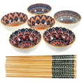 thumbnail image 1 of PENGXIANG 1 Set Bohemia Style Creative Printed Ceramic Bowl And Bamboo Chopsticks Home Tableware, 1 of 6