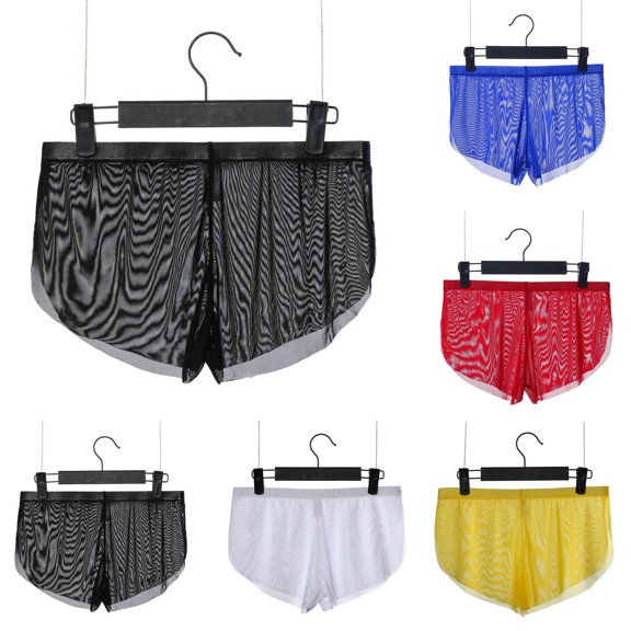 Bixock Boxer Briefs for Men,Men's Underwear Mesh Sheer Solid Color Breathable Lightweight Briefs