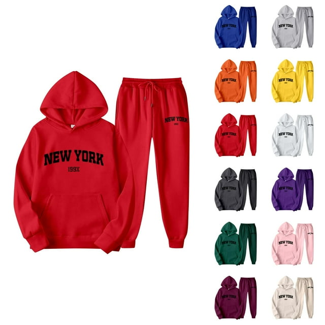 New York Womens Sweat Suits 2 Piece Set 2026 Fashion Hoodie and Joggers Sweatpants Matching Set