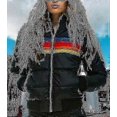 thumbnail image 2 of Womens Rainbow Zip-up Winter Down Casual Striped Hooded Puffer Coat, 2 of 3