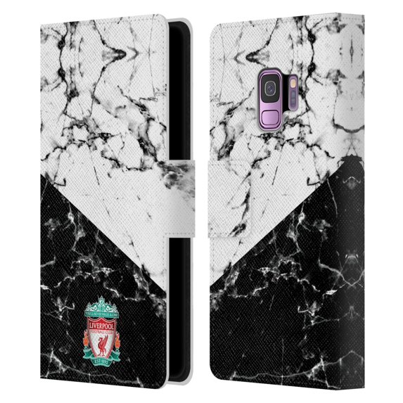 Head Case Designs Officially Licensed Liverpool Football Club Marble Black White Crest Leather Book Wallet Case Cover Compatible With Samsung Samsung Galaxy S9