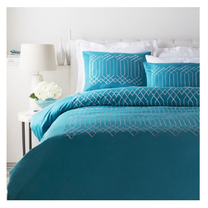 Set of 2 Blue Geometric Twin Duvet Cover and Standard Sham Walmart