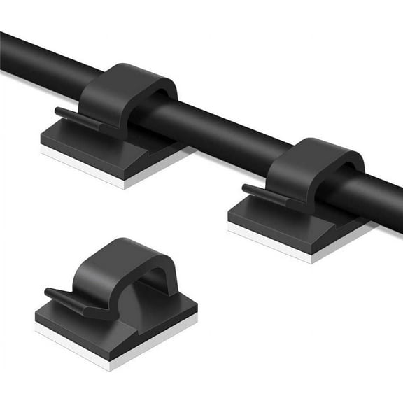 50pcs Cable Clips, Adhesive Cable Organizer Cord Holder, Durable Strong Cable Wire Management for Car, Office and Home (Black)