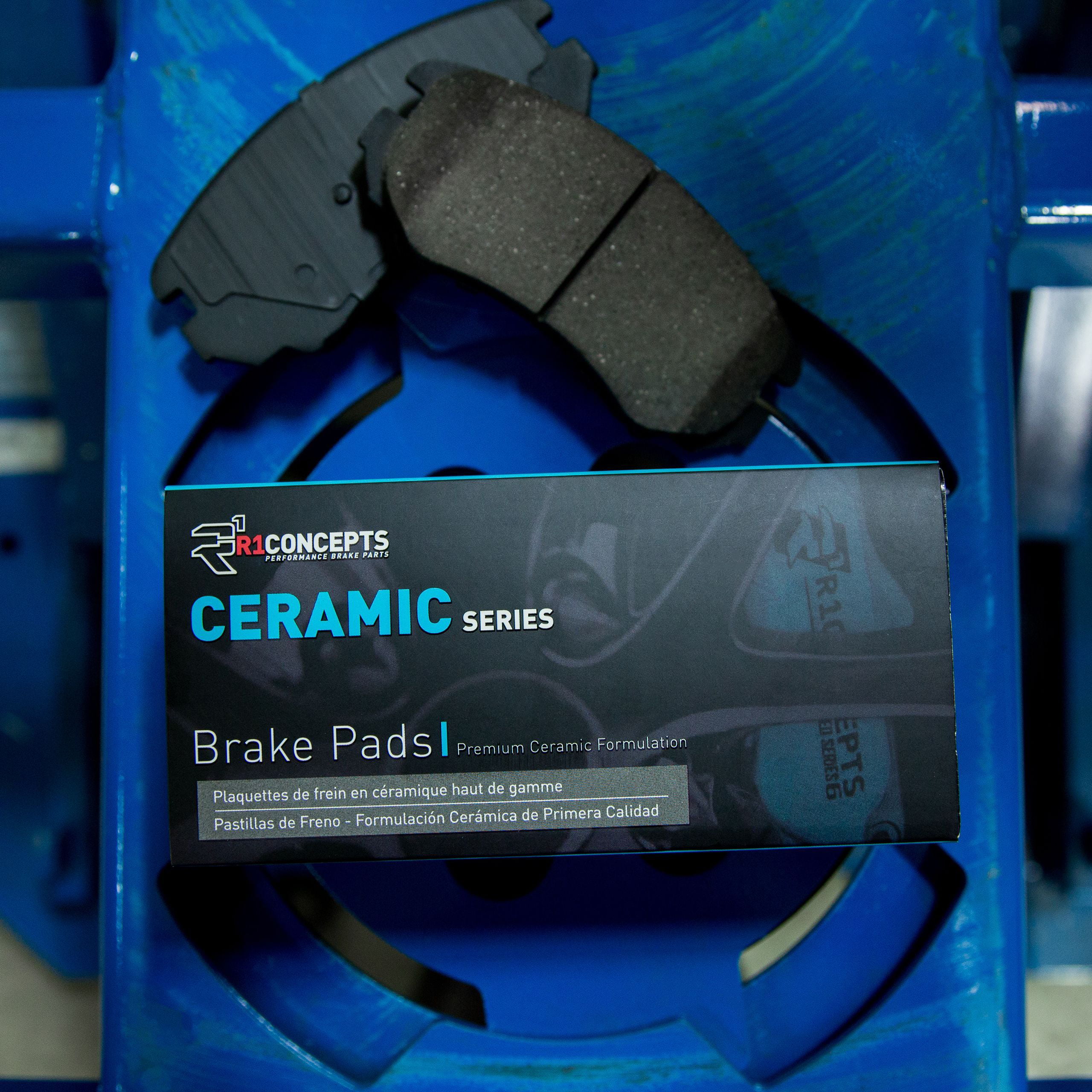 Rear R1 Concepts Ceramic Series Brake Pad With Rubber Steel Rubber Shims 