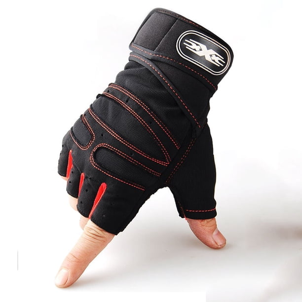 Guantes de Fitness para crossfit, manoplas de medio dedo para gimnasio, antideslizantes, transpirables, soporte de muñeca extendido, entrenamiento de Culturismo Fivean Guantes deportivos