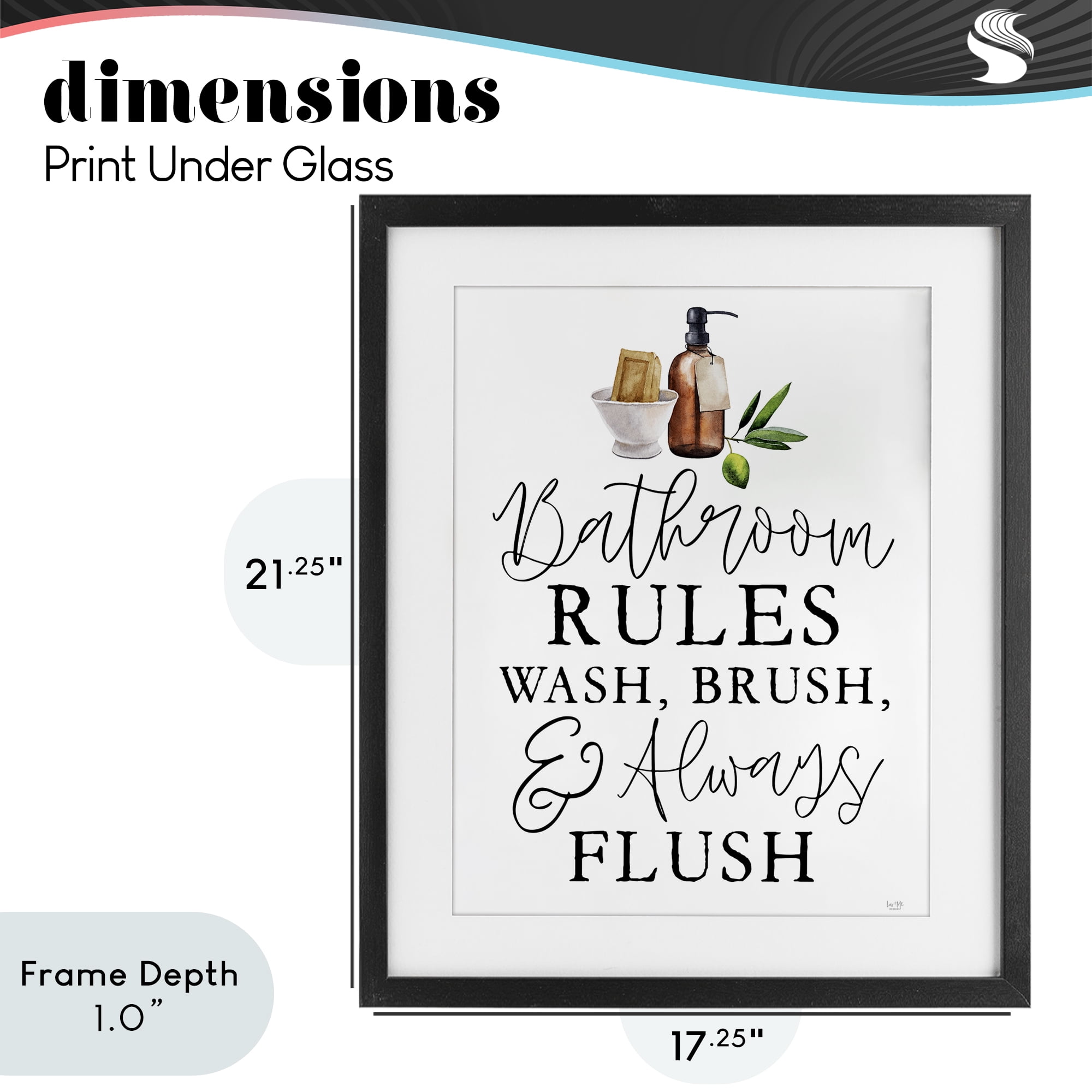 Stupell Industries Wash Brush & Always Flush Black Framed Print Under Glass, design by Lux + Me Designs