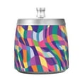 thumbnail image 7 of Yayeee Ashtray with Lid for Cigarette Smokeless Stainless Steel Home Ash Holder, Colorful Wavy Pattern, 7 of 7
