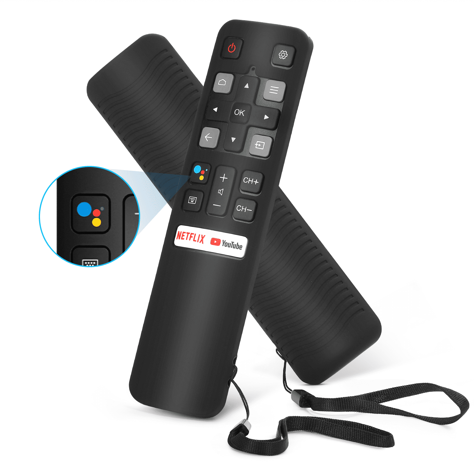 RC802V Replaced Voice Remote For TCL Android TV Model 50P8S(D83) And All  Android 4K UHD TCL Smart Televisions Comes with silicone case And a Lanyard 