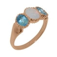 thumbnail image 1 of LBG British Made 10k Rose Gold Ring with Natural Opal & Blue Topaz Womens Anniversary Ring - 33 size options - Size 4, 1 of 7