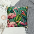 thumbnail image 2 of JRXY Jungle Pattern with Toucan, Flamingo and Parrot Throw Pillow Covers Sofa Pillowcase Car Square Throw Pillowcases Home Decoration White, 2 of 5