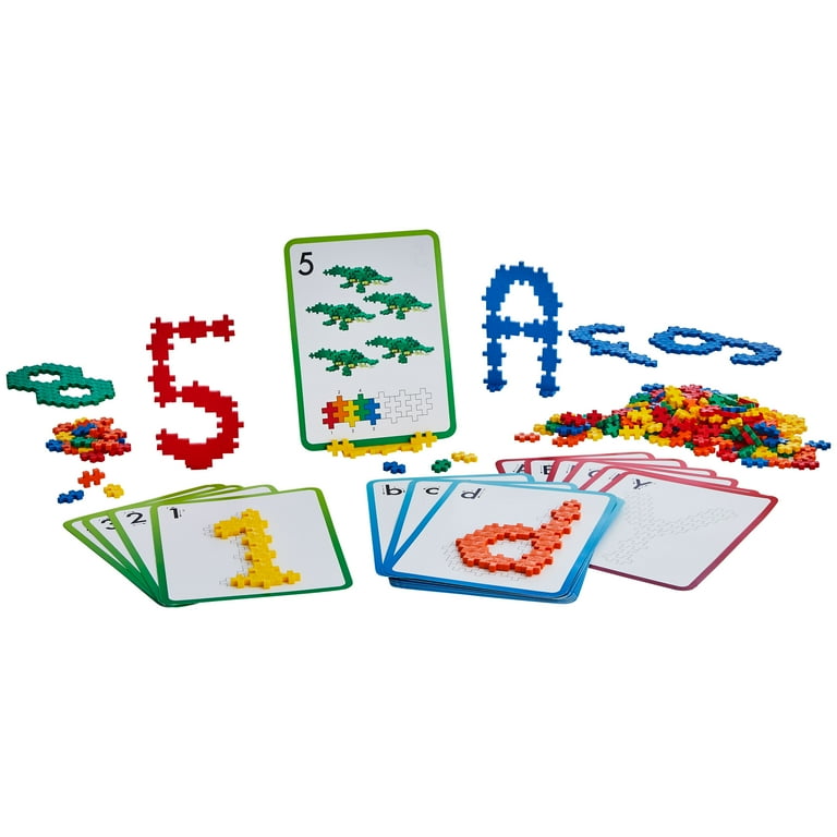 PLUS PLUS - Learn to Build ABC & 123 -400 Pieces, 40 Flash Cards