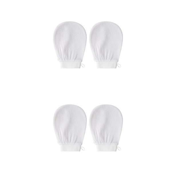 Kearding 2 uds guantes de baño guante de baño exfoliante limpieza exfoliante manopla Facial toalla para frotar piel muerta accesorios blanco Blanco 2piezas