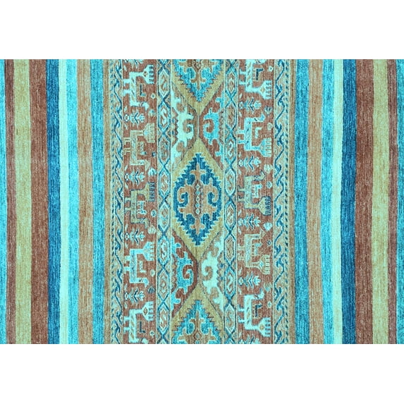Ahgly Company Indoor Rectangle Abstract Light Blue Modern Area Rugs, 7' x 10'
