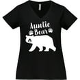 thumbnail image 3 of Inktastic Auntie Bear in White Women's Plus Size V-Neck T-Shirt, 3 of 5