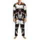 thumbnail image 3 of Balery Flower Horn Skull A Pijama para Hombre de Dos Piezas con Manga Larga, Conjunto de Dormir y Descanso Suave con Bolsillos-Large, 3 of 7