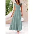 thumbnail image 4 of PRETTYGARDEN Women's Summer Flowy Maxi Dress Casual Cap Sleeve V Neck Smocked Beach Sundress, 4 of 8