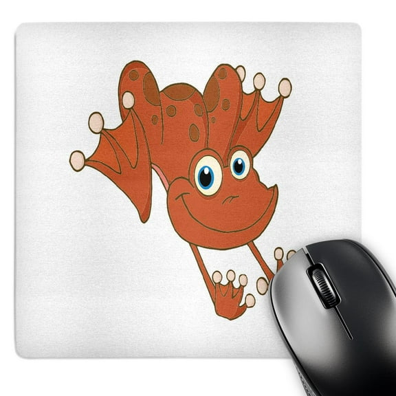 3dRose, Cute Happy Hopping Orange Frog, MousePad
