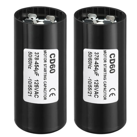

Uxcell Motor Start Capacitor 378-454uF/Mfd 125V 50/60Hz CD60 Run Capacitor 2 Pack