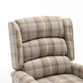 thumbnail image 4 of Upholstered Wingback Recliner Chair, Plaid Recliner Chair Armchair Adjustable Footrest Push Back Reclining Sofa, Mid Century Modern Lounge Armchair for Living Room, Bedroom, Reading -- Natural, 4 of 8
