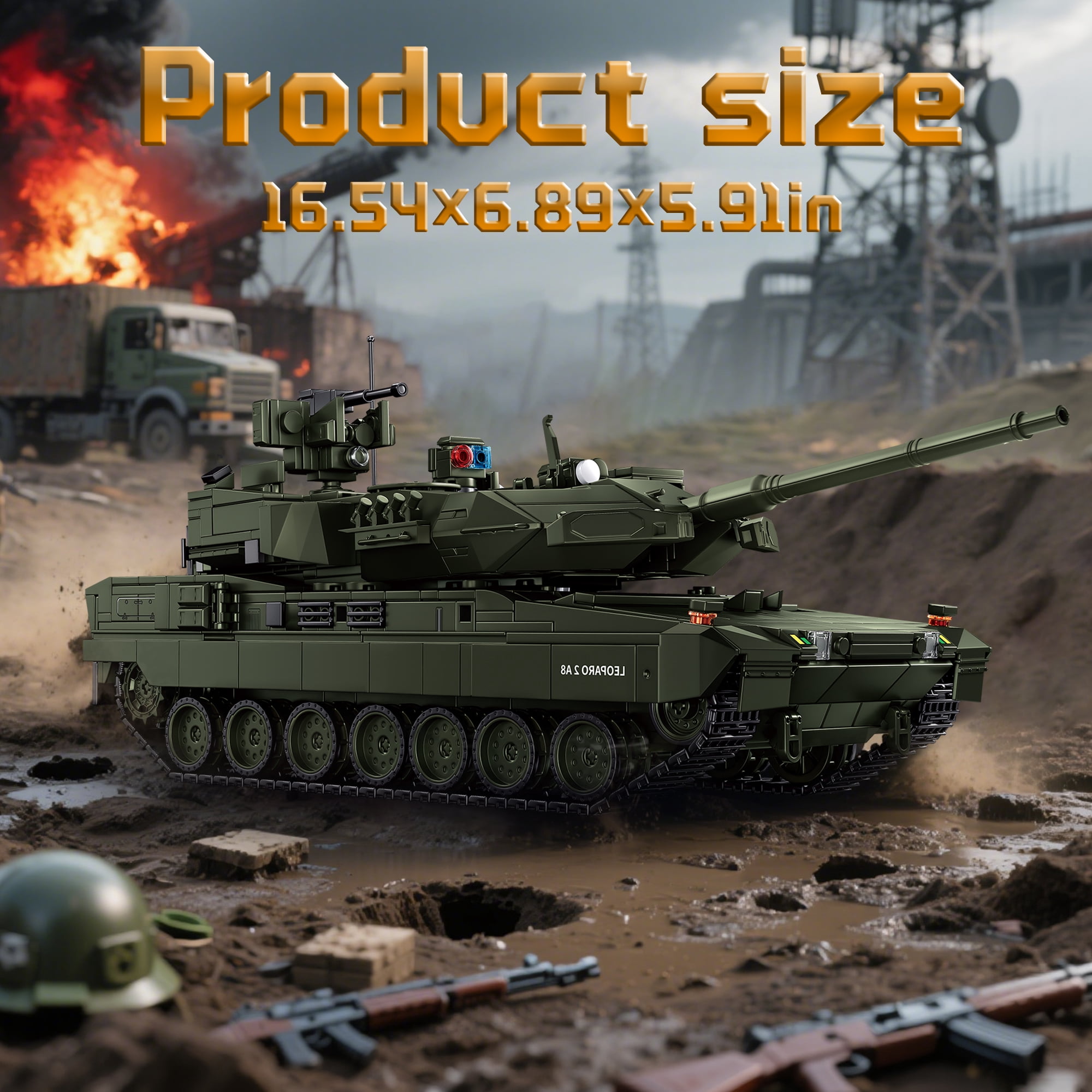 Remocguys Leopard 2 A8 Army Tank Building Sets, Compatible with Lego Military Vehicles Kits Model Collectible for Boys Adults -2306Pcs