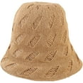 thumbnail image 3 of CoCopeaunts Women Bucket Hat Solid Color Casual Simple Bucket Caps Bell-Shaped Hollow Design Stretchy Warm Knitting Beanie Hat, 3 of 8