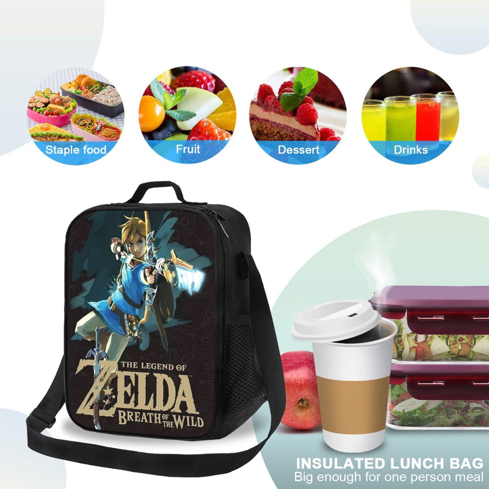 The Legend Of Zelda Lunch Bag Lunch Box Lightweight Durable Lunch Tote Bag Portable Reusable Lunch Box Tote For Work Sport Picnic Camping