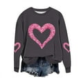 thumbnail image 2 of GuzomFashion Valentine's Day Womens Casual Glitter Heart Print Long Sleeve - Oversized Crew Neck Comfy Polyester Dark Gray Pullover,Size XL, 2 of 5