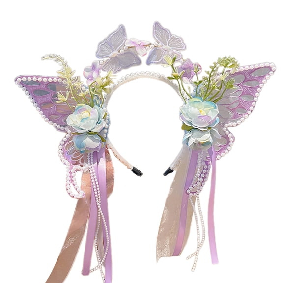 Elegant Hairband Princess Pearls Handwoven Headpieces for Pageant Prom Party Shows Flower for Evening Dress