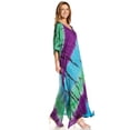thumbnail image 4 of Sakkas Catia Women's Boho Casual Long Maxi Caftan Dress Kaftan Cover-up LougeWear - 1-Blue - One Size, 4 of 5