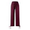 thumbnail image 4 of YDLCAFD Ladies Pants Women's Solid Color Pocket Elastic Waist Drawstring Trousers Loose Casual Pants, 4 of 5
