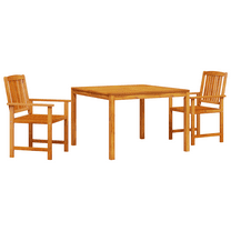 vidaXL Outdoor Dining Set Set of 3 Brown Solid Acacia Wood 2-Seater
