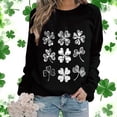 thumbnail image 2 of FDGIU ‌‌‌‌Saint Patrick's Day Outfit for Women - Green Long Sleeve Crew Neck Sweatshirt with Shamrock Graphic, 2 of 5
