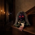 thumbnail image 6 of Animated Walking Skull Head with Light-Up Red Eyes Creepy Moving Halloween Prop with Long Grey Hair Horror Music Motorized Resin Decoration for Party Yard Indoor Outdoor Spooky Decor Gift, 6 of 7