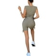 thumbnail image 4 of Sylvamorning Women Solid Color Clothes Set Tops+High Waist Shorts Drawstring, 4 of 5