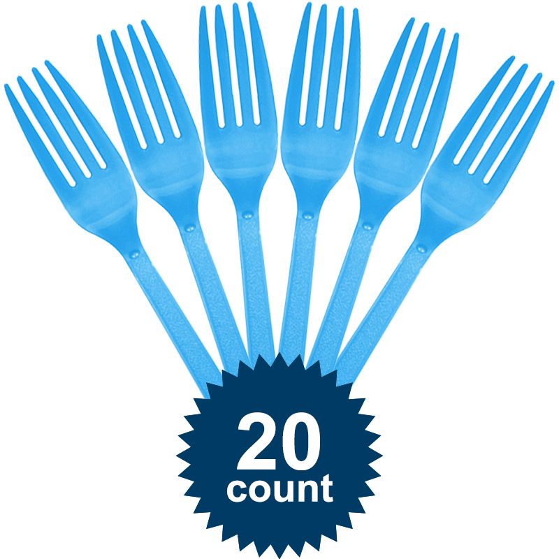Amscan BB100010 Bright Blue Plastic Forks