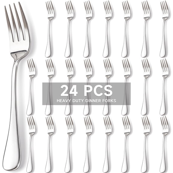 Astercook Dinner Fork Set, 24-Piece Premium Food-Grade Stainless Steel Forks Silverware, Mirror Polished & Dishwasher Safe, Heavy Duty Flatware Ideal for Kitchen, Restaurant & Party Use