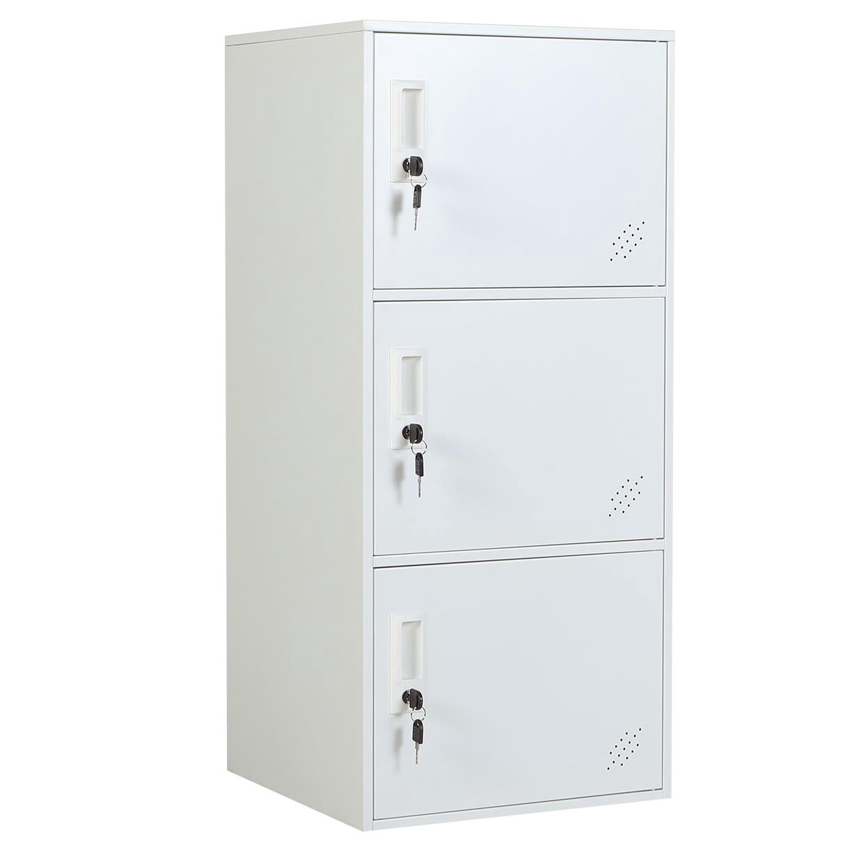 3 Door Vertical Stackable Storage Cabinet with Lock,Anti-Failing Device, Metal Lcoker,Organizer for Office, Home, Gym, School,Employee,Kids.