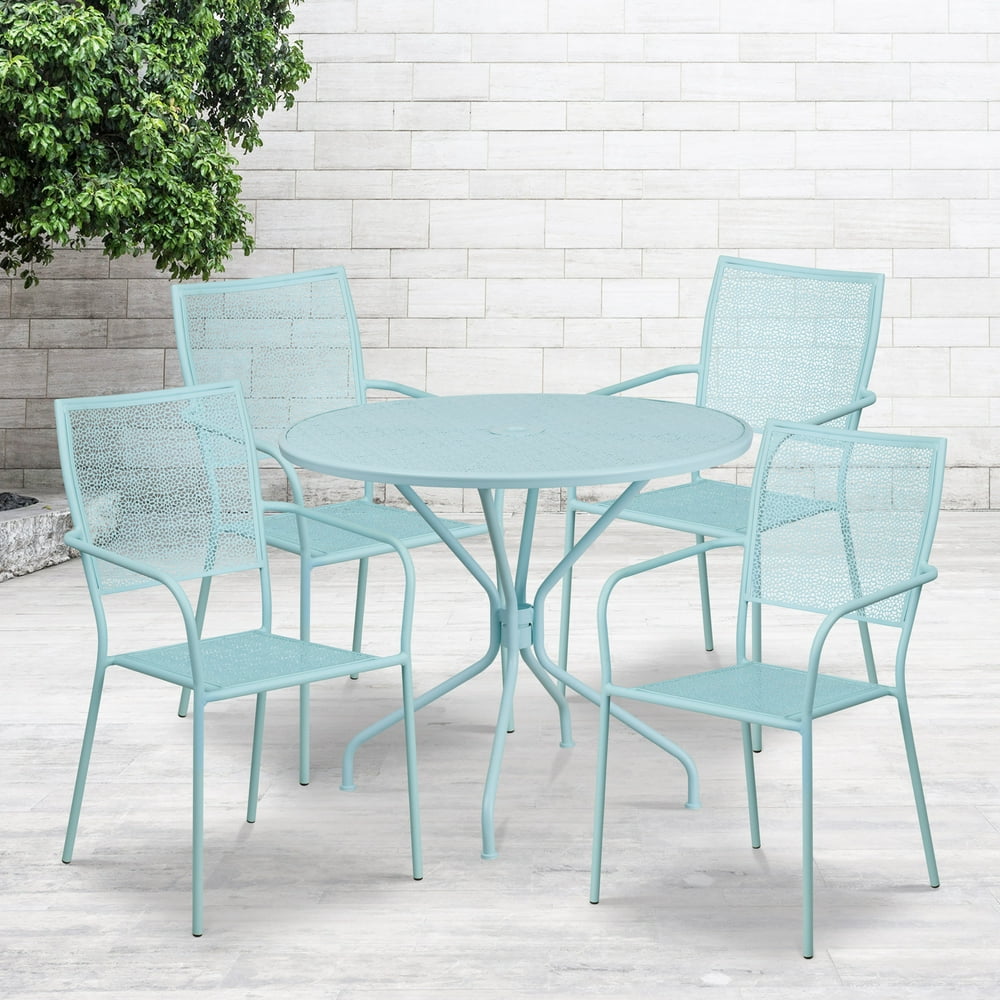 Flash Furniture Commercial Grade 35.25" Round Sky Blue IndoorOutdoor