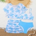 thumbnail image 2 of YDFCWXW Girls Swimsuit 4 Piece Bathing Suits Cute Bow Tropical Floral Bikini Tankini Sets with Cover Ups Beach Skirt for 8-12 Years (Sky Blue, 8-9 Years), 2 of 6