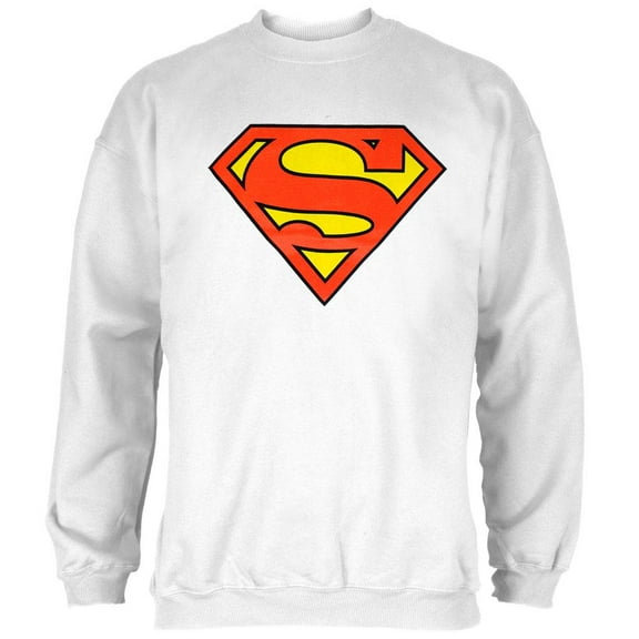 Superman - Shield Logo White Crew Neck Sweatshirt