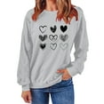 thumbnail image 4 of ibuvkizy Womens Sweatshirts Valentines Day!Women's Round Neck Lover's Love Print Sweatshirt Long Sleeved Pullover Top/shirt Gray,XS, 4 of 7