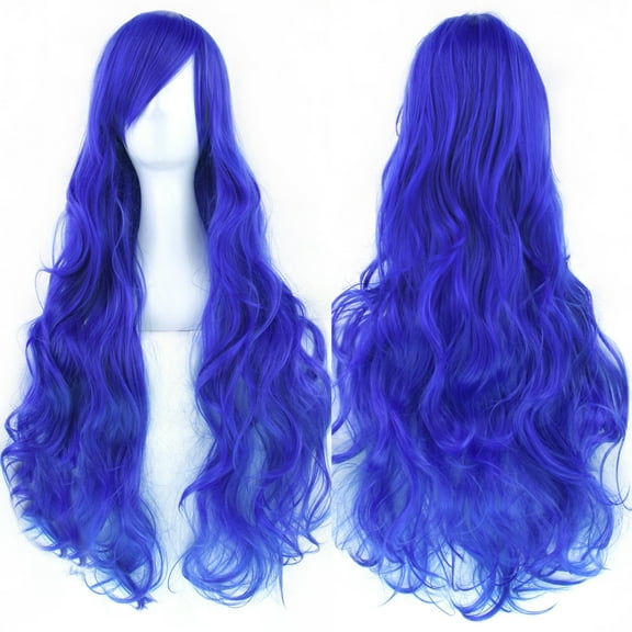 XmhyTop Spiral Curly Long Wig, 32" (80cm) Length, Perfect for Cosplay Costumes, Blue