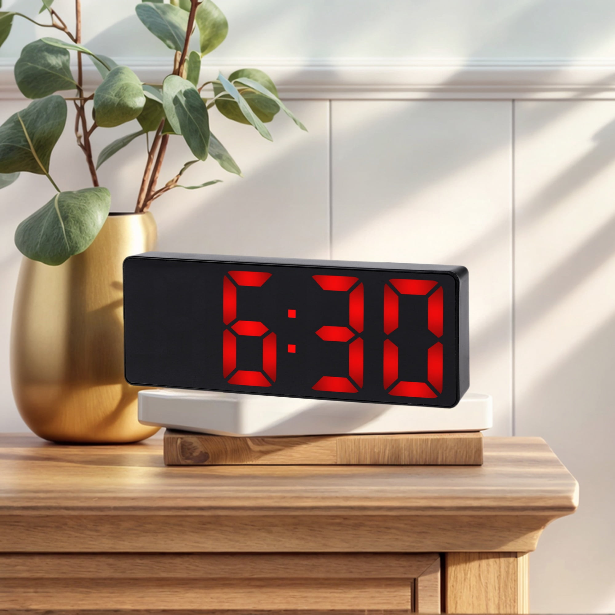 Unique Bargains 2 Pcs Small Digital Alarm Clock for Deep Sleepers Red/Pink
